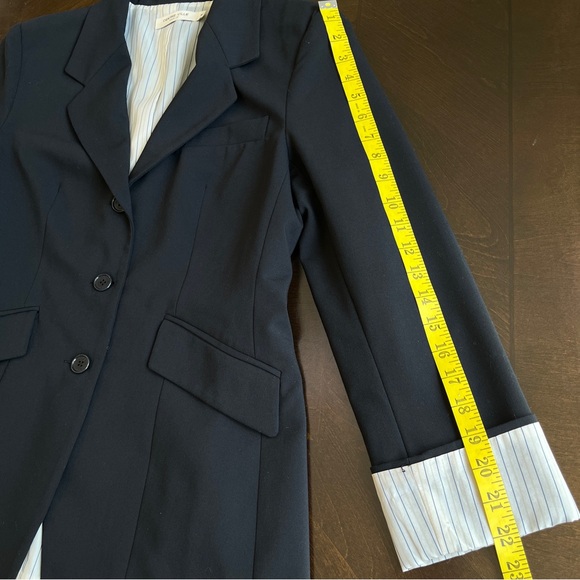 Centre Ville Paris Navy Boyfriend Blazer Jacket Womens M Office Career Preppy - Picture 8 of 11